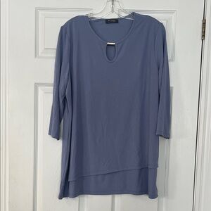 Dusty Blue Keyhole Layered Tunic